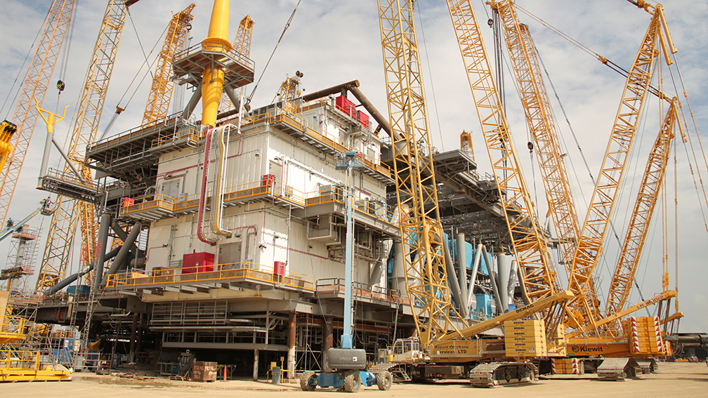 The topsides for Stampede being fabricated in Ingleside, Texas